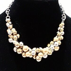 Liz Claiborne Signed Gold Tone Bubble Beaded Necklace